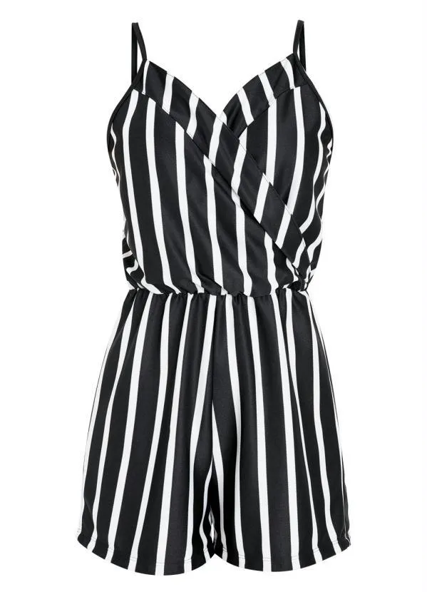 Moda Pop - Macaquinho Transpassado Listrado com Alças 11