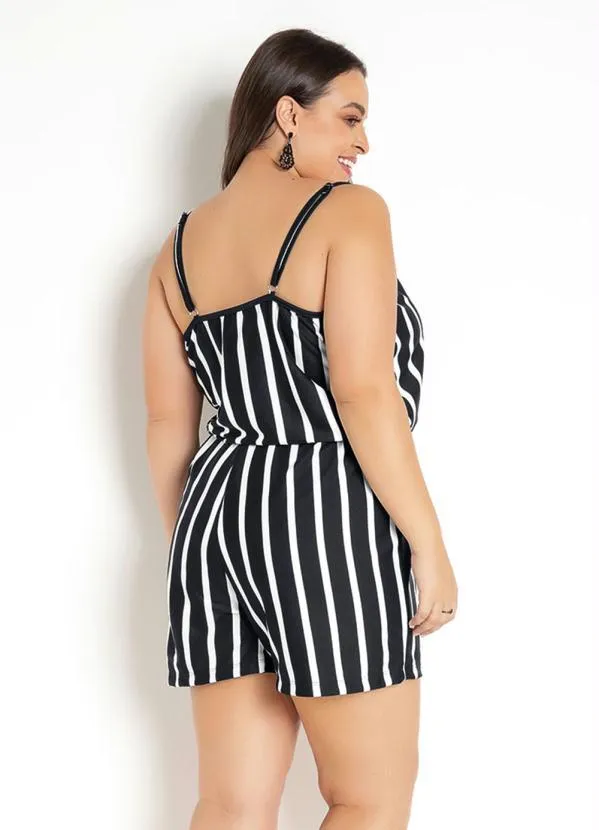 Moda Pop - Macaquinho Transpassado Listrado com Alças 8