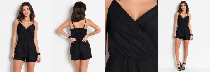 Macaquinho Transpassado Preto com Alas