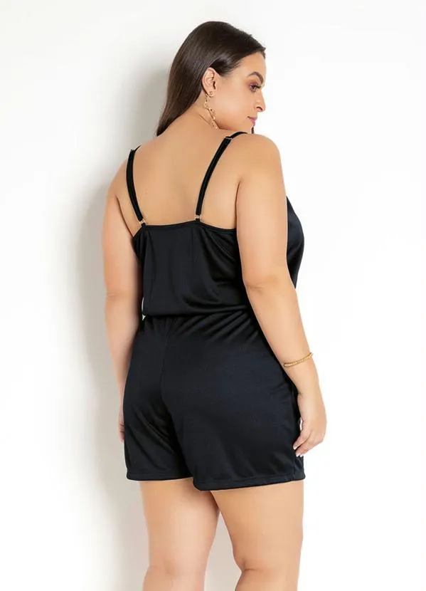 Moda Pop - Macaquinho Transpassado Preto com Alças 7