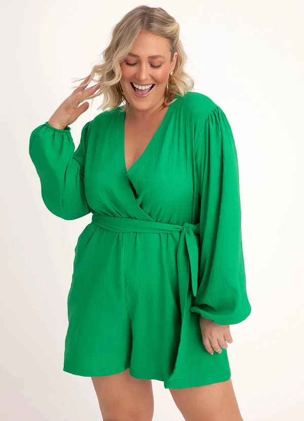 Quintess - Macaquinho Verde em Crepe Plano 6