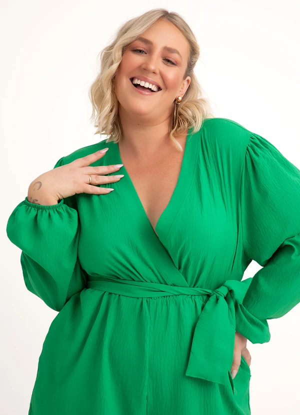 Quintess - Macaquinho Verde em Crepe Plano