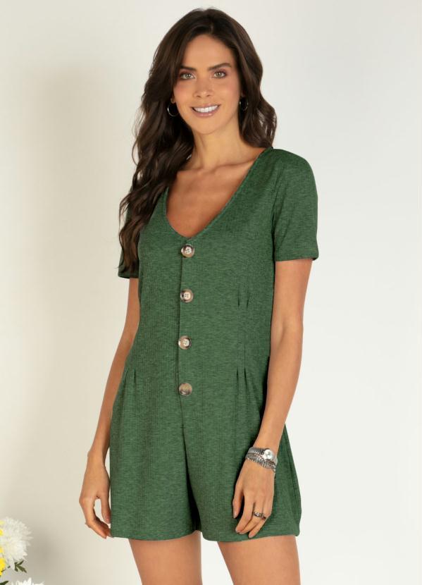 Quintess - Macaquinho Verde Militar Soltinho com Pregas 1