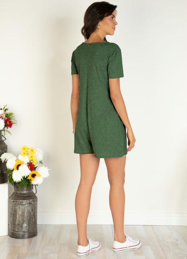 Quintess - Macaquinho Verde Militar Soltinho com Pregas 4