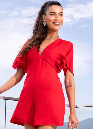 Quintess - Macaquinho Vermelho em Crepe Plano - QUINTESS