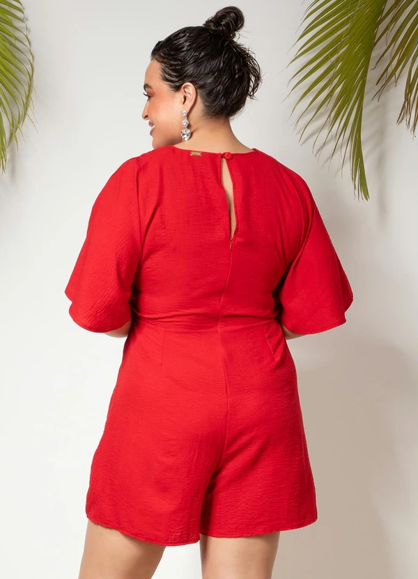 Quintess - Macaquinho Vermelho em Crepe Plano 7