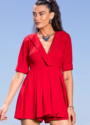 Quintess - Macaquinho Vermelho em Crepe Plano - QUINTESS