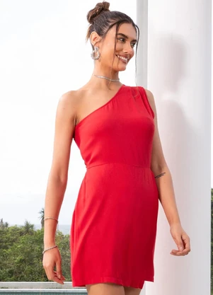 Quintess - Macaquinho Vermelho em Viscose Plana Sarjada - QUINTESS