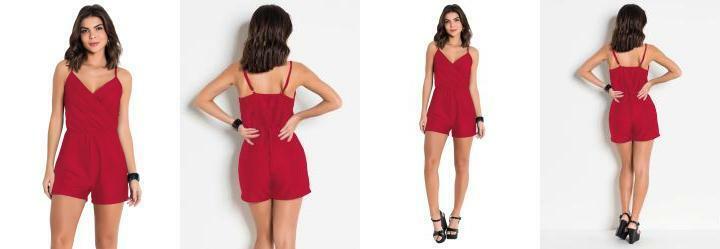 Macaquinho Vermelho Transpassado com Reguladores