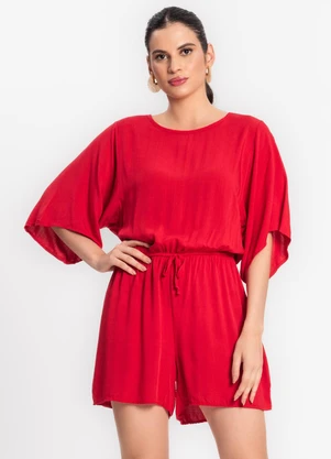 Infinita Cor - Macaquinho Viscose Vermelho - INFINITA COR