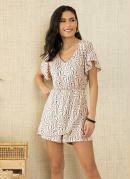 Macaquinho Waves Bege com Saia