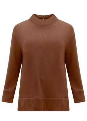 Lunender Mais Mulher - Blusa Alongada com Gola Alta Plus Size Marrom - LUNENDER MAIS MULHER