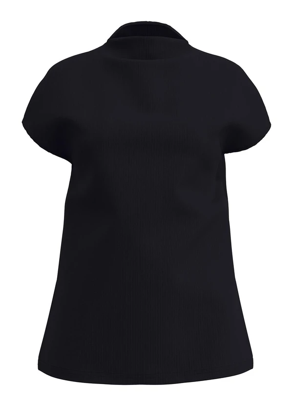 Lunender - Blusa Alongada com Gola Alta Preto