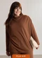 Lunender Mais Mulher - Blusa Alongada Plus Size em Malha Tricô Preto - variação: Marrom
