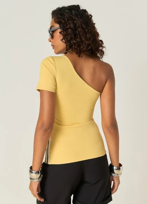 Elegance - Blusa Assimétrica com Retilínea Lateral Amarelo - ELEGANCE