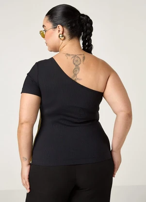 Elegance - Blusa Assimétrica com Retilínea Lateral Preto - ELEGANCE