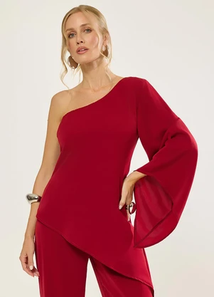 Naguchi - Blusa Assimetrica Ombro So Vermelho Chilly - NAGUCHI