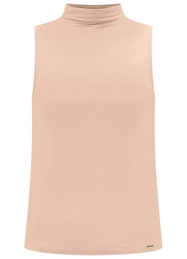 Lunender - Blusa Básica com Gola Alta em Malha Bege 3