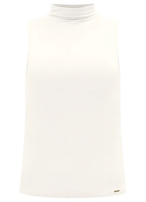 Lunender - Blusa Básica com Gola Alta em Malha Branco - LUNENDER