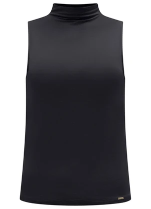 Lunender - Blusa Básica com Gola Alta em Malha Preto - LUNENDER