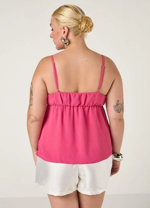 Elegance - Blusa com Amarração Decote e Abertura Rosa - ELEGANCE