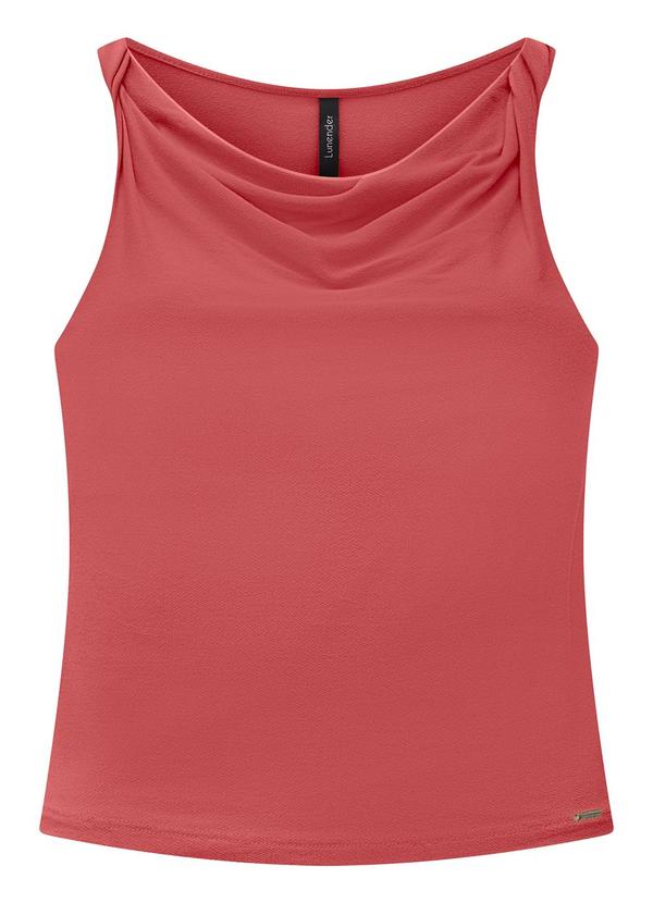 Lunender - Blusa com Decote Degagê e Torção nos Ombros Rosa