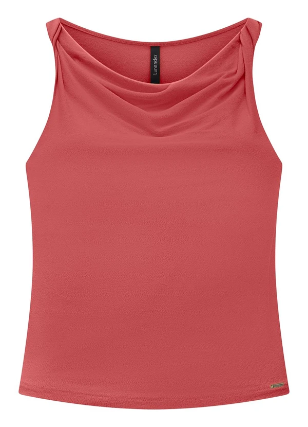 Lunender - Blusa com Decote Degagê e Torção nos Ombros Rosa 1