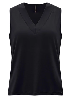 Lunender - Blusa com Decote em V em Malha de Viscose Preto - LUNENDER