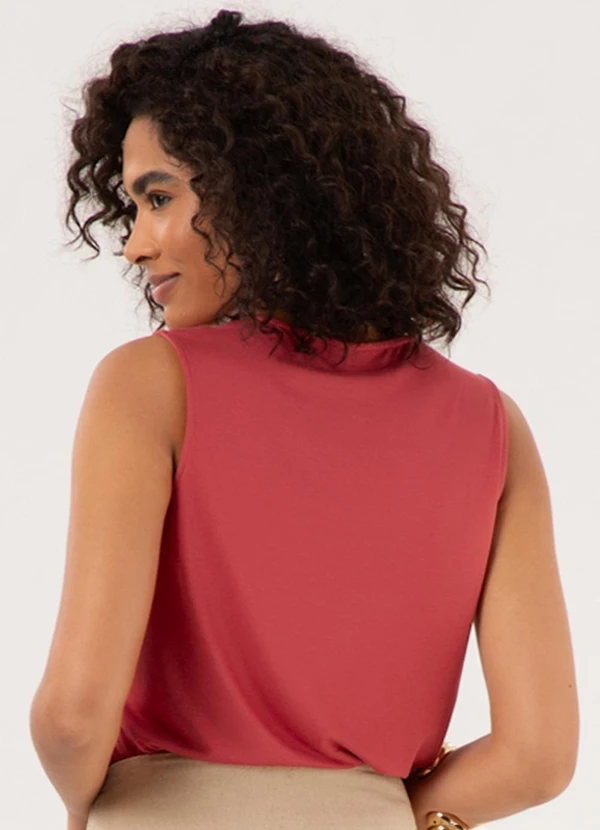 Lunender - Blusa com Decote em V em Malha de Viscose Rosa 2
