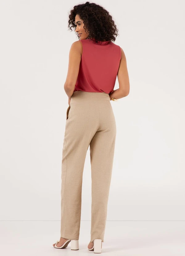 Lunender - Blusa com Decote em V em Malha de Viscose Rosa 4