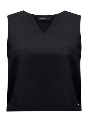 Lunender - Blusa com Decote em V Plano e Elastano Preto - LUNENDER