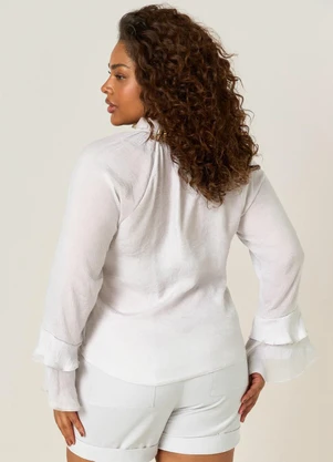 Elegance - Blusa com Decote V com Amarração Branco - ELEGANCE