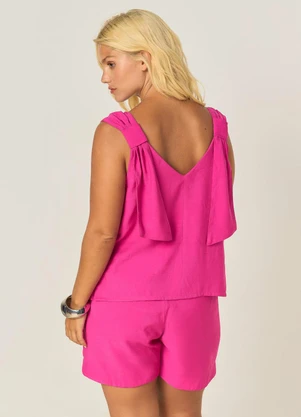 Elegance - Blusa com Decote V Frente e Costas Rosa - ELEGANCE