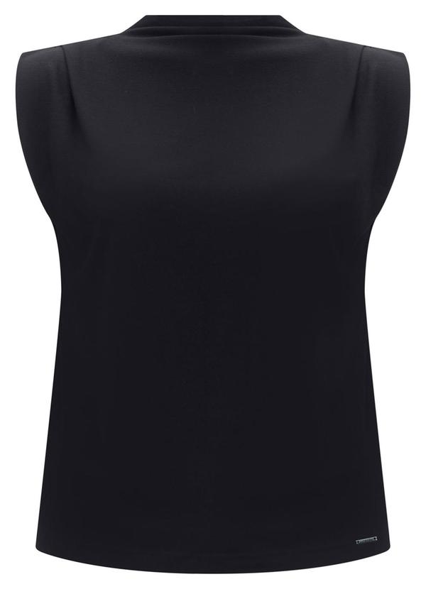 Lunender - Blusa com Gola Alta em Malha Crepe Preto 6