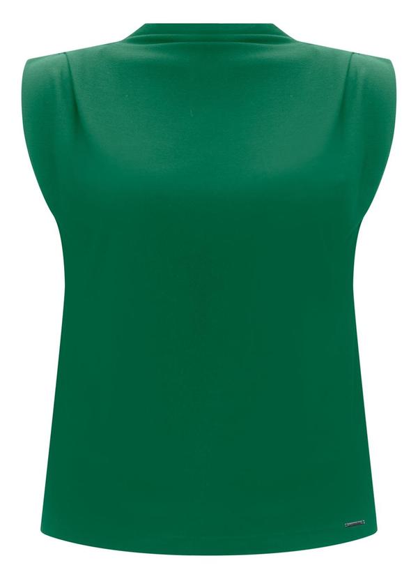 Lunender - Blusa com Gola Alta em Malha Crepe Verde