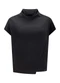 Lunender - Blusa com Gola Degagê Risca de Giz Preto - variação: Preto