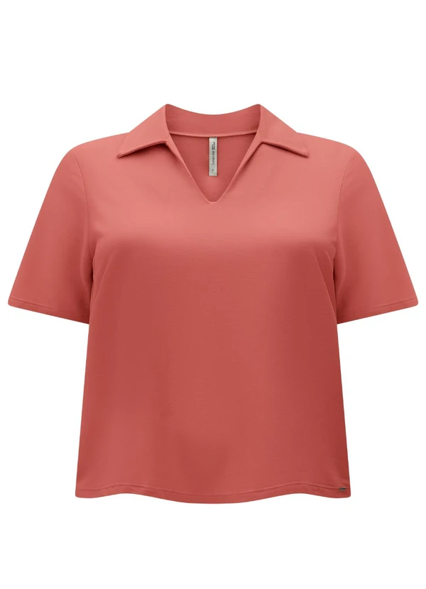Lunender Mais Mulher - Blusa com Gola e Decote em V Plus Size Laranja