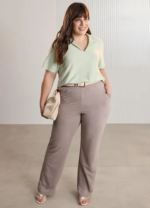 Lunender Mais Mulher - Blusa com Gola e Decote em V Plus Size Verde - LUNENDER MAIS MULHER