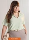 Lunender Mais Mulher - Blusa com Gola e Decote em V Plus Size Laranja - variação: Verde