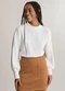 Lunender - Blusa com Gola em Malha Texturizada Cinza - variação: Off White