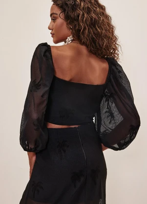 Elegance - Blusa com Mangas Amplas Preto - ELEGANCE
