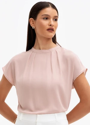 Principessa - Blusa com Ombros Deslocados de Crepe Rosa Analu - PRINCIPESSA