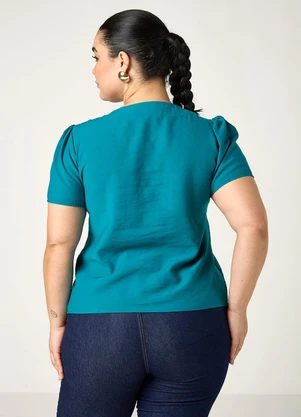 Elegance - Blusa com Recorte Sobreposto Verde Imperial - ELEGANCE