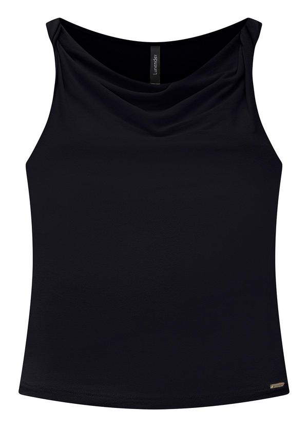 Lunender - Blusa Decote Degagê e Torção nos Ombros Preto
