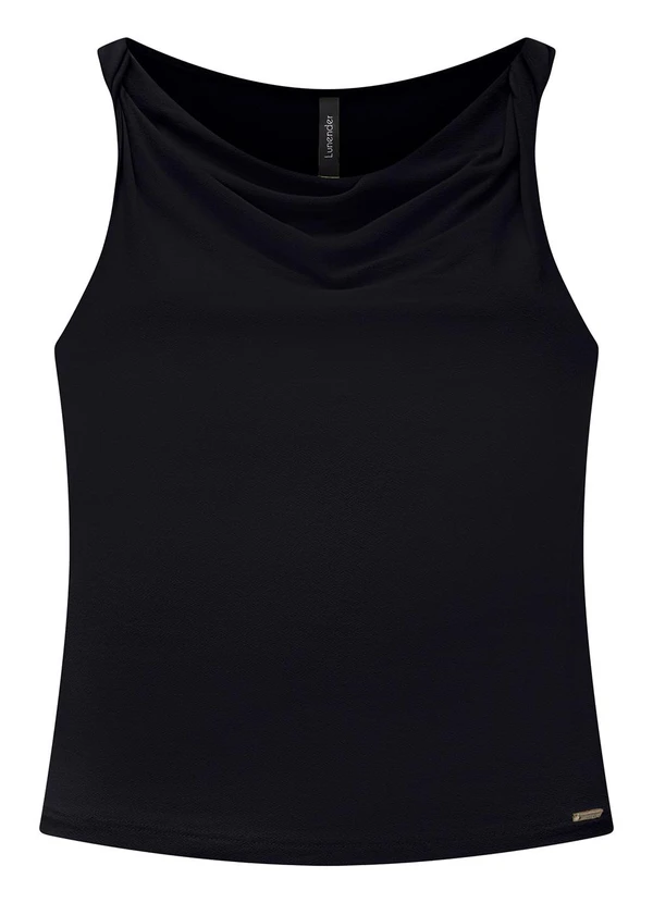 Lunender - Blusa Decote Degagê e Torção nos Ombros Preto 1