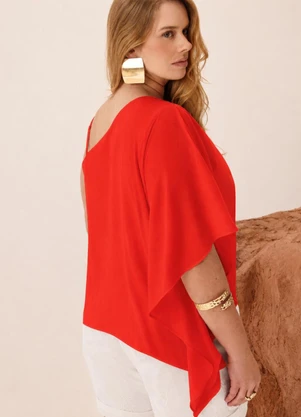 Elegance - Blusa Diamond de um Ombro Só Vermelho Red Pepper - ELEGANCE