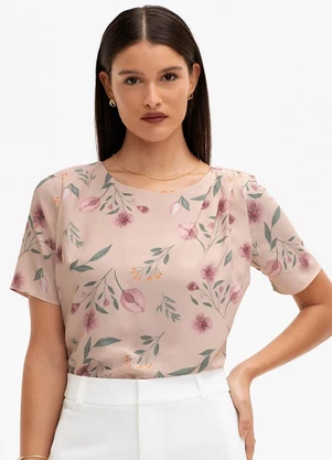 Principessa - Blusa em Crepe Estampado Rosê Floral Adinara - PRINCIPESSA