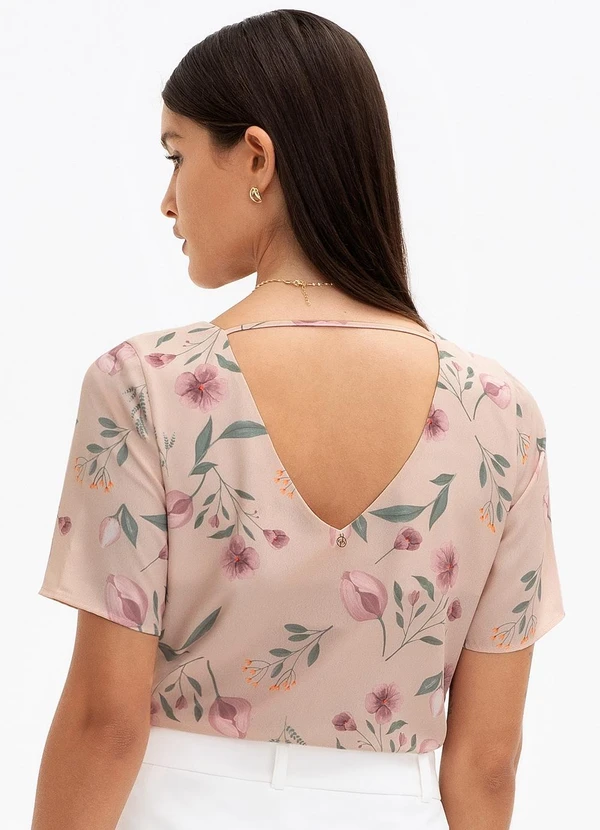 Principessa - Blusa em Crepe Estampado Rosê Floral Adinara 2