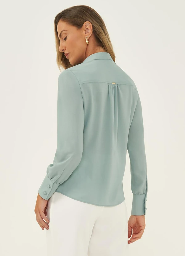Principessa - Blusa Manga Longa em Crepe Verde Água Suyane 2