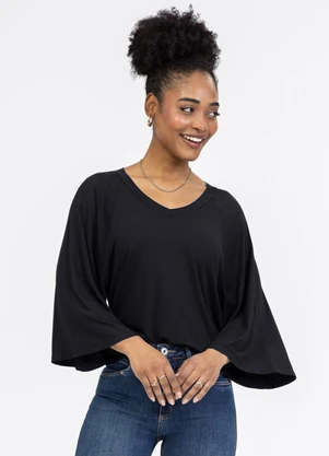 Habana - Blusa em Viscose Preto - HABANA